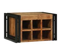 KMUNGDWG Lot de 2 étagères à vin en bois d'acacia massif - 46 x 35 x 27,5 cm - Avec cadre en fer solide - Design rectangulaire pour cuisine, charme rustique pour le rangement et la présentation