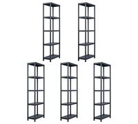 KMUNGDWG Lot de 5 étagères de rangement en plastique de 60 x 30 x 180 cm - Noir - Capacité de charge de 125 kg - Polyvalente comme bibliothèque, étagère à fleurs ou étagère décorative, idéale pour le