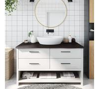 KMUNGDWG Plateau de lavabo en bois massif chêne marron foncé 100 x 50 x 2-4 cm, fait à la main avec bord naturel, traité avec vernis foncé, polyvalent comme étagère ou plateau de table