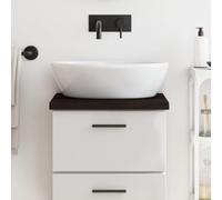 KMUNGDWG Plateau de lavabo en chêne massif - 40 x 40 x 2-4 cm - Marron foncé traité avec bord naturel - Plateau en bois massif fait à la main pour lavabo, étagère ou bureau