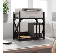 KMUNGDWG Support d'imprimante à 2 étagères - Noir - 40 x 20 x 40 cm - En bois avec cadre en métal, pieds réglables et capuchons en plastique - Support de bureau multifonction pour imprimante