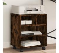 KMUNGDWG Support d'imprimante avec roulettes en chêne fumé - 41 x 32 x 48 cm - Table d'imprimante pour bureau - Organiseur multifonction avec 4 roulettes (2 verrouillables) - Étagère stable pour