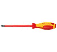 KNIPEX Tournevis pour vis à tête cruciforme Phillips poignée isolante bi-matière, certifiée VDE 212 mm, 98 24 02