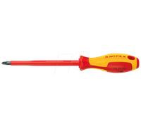 Knipex Tournevis cruciforme 98 25 00 certifié VDE PZ0 Lame 60 mm Longueur 162 mm DIN EN 60900