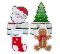 Knadgbft Lot de 8 éponges de Noël double face pour laver la vaisselle, Père Noël, arbre de Noël, bonhomme en pain d'épices