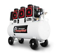 KnappWulf Compresseur silencieux 10 bar, chaudière 100 l, 230 V, 3300 W, 754 l/min, sans huile, avec séparateur d'eau, réducteur de pression, robinet de vidange de condensation, compresseur d'air