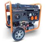 KnappWulf Générateur de courant KW3400E - 3000 W - Avec démarreur électrique - Batterie incluse - 2 x 230 V, 1 x 12 V - Sécurité anti-fuite d'huile AVR - Réservoir en plastique - 15 l