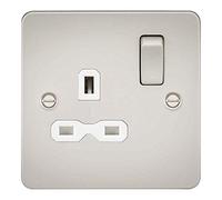Knightsbridge FP7000PLW FPR7000 Plaque plate 13 A 1G DP Prise commutée 230 V Perle
