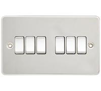 Knightsbridge Fpav4200pc 10 A 6-Gang Assiette Plate commutateur 2 Voies - Chrome Poli