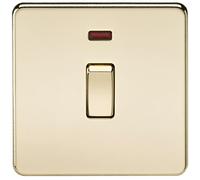 Knightsbridge SF8341NPB 20 A 1-Gang Screwless DP Switch with Neon - Polished Brass by Knightsbridge
