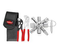 KNIPEX 00 20 72 V01 Mini-jeu de pinces en pochette de ceinture à outils & TwinKey Clé universelle pour armoires de commande pour toutes les armoires et systèmes de fermeture standard (92 mm) 00 11 01