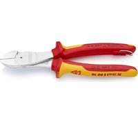 Knipex Coupe-câble de force avec œillet de fixation chromé, isolé avec des poignées multicomposants, testé VDE; avec œillet de fixation isolé intégré pour la fixation d'une protection antichute 200 mm