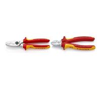 Knipex Coupe-câbles à double tranchants chromée, isolées par gaines bi-matière, certifiées VDE 200 mm 95 16 200 & Pince coupante de côté chromée, isolées par gaines bi-matière, certifiées VDE