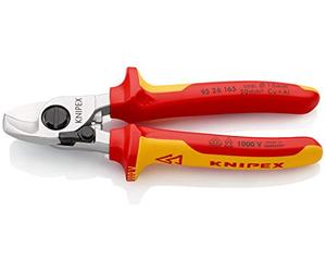 KNIPEX Coupe-câbles Avec ressort d'ouverture sur carte LS chromée isolées par gaines bi-matière, certifiées VDE 165 mm, 95 26 165 SB