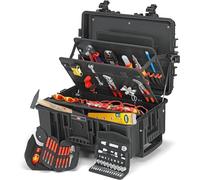 KNIPEX Mallette à outils "Robust45 Move" Électro, 63 outils, 45 l, 00 21 37 | 2 roues, poignée télescopique, 147 compartiments, servante à outils
