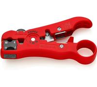 Knipex Outil de dénudage pour câbles coaxiaux et de données, 125 mm, RG 59, RG 6, RG 7, RG 11, lame intégrée, pince à dénuder, 16 60 06 SB