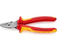 KNIPEX Pince à sertir pour embouts de câble sur carte LS isolées par gaines bi-matière, certifiées VDE 180 mm, 97 78 180 SB