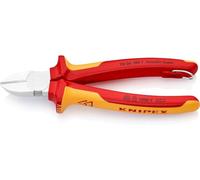 KNIPEX Pince coupante de côté en blister chromée isolées avec gaines bi-matière, homologuées VDE ; avec œillet de fixation isolé, 70 06 180 T BK