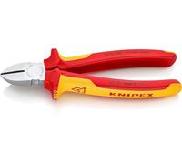 Knipex Pince coupante de côté sur carte LS chromée isolées par gaines bi-matière, certifiées VDE 180 mm, 70 06 180 SB