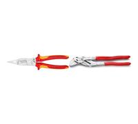 Knipex Pince pour installations électriques chromée, isolées par gaines bi-matière & Pince-clé pince et clé à la fois chromée, gainées en plastique 250 mm 86 03 250