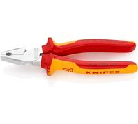 KNIPEX Pince universelle à forte démultiplication sur carte LS chromée isolées par gaines bi-matière, certifiées VDE 180 mm, 02 06 180 SB