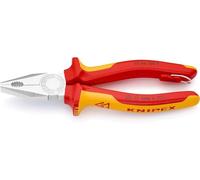 KNIPEX Pince universelle chromée isolées avec gaines bi-matière, homologuées VDE ; avec œillet de fixation isolé intégré pour fixation, 03 06 180 T