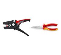 Knipex PreciStrip16 Pince à dénuder automatique 195 mm 12 52 195 SB, Noir & Pince demi-ronde avec tranchant chromée, isolées par gaines bi-matière, certifiées VDE 200 mm 26 26 200