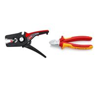 Knipex PreciStrip16 Pince à dénuder automatique 195 mm (carte LS/blister) 12 52 195 SB, Noir & Pince coupante de côté chromée, isolées par gaines bi-matière, certifiées VDE 160 mm 70 06 160