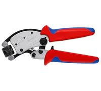 KNIPEX Twistor T Pince à sertir auto-ajustable pour embouts, 97 53 19 SB | De câble avec tête de sertissage rotative en blister chromée avec poignées