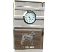 Knírač I - horloge en verre avec photo, photo de chien en cristal, horloge sur pied personnalisée pour bureau de la marque Art-Dog