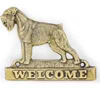 Knírač II - plaque de porte avec chien, plaque de bienvenue en laiton, plaque exceptionnelle avec l'inscription « Welcome » de la marque Art-Dog
