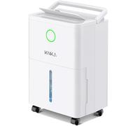 KNKA Déshumidificateur électrique 9 L/j, jusqu'à 45 m², tuyau d'évacuation | Déshumidificateur pour pièces jusqu'à 120 m³, minuterie 24 h, contrôle de l'humidité, roulettes amovibles