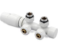KNM TRADE Ensemble Multibloc Radiateur Thermostat Vanne Blanc | robinet raccordement, vanne arrêt, thermostat, usage domestique, chaleur contrôlée
