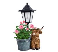 KNMDXD Lampes solaires avec jardinière en résine Vache Décor Lampadaire