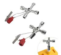 Knocery Clé Universelle Multifonctionnelle, 2 Pièces 4 Voies Clé Pompier Multifonction, Triangle Poubelle, pour Armoires Electriques, Compteur Électrique, Radiateur, Ascenseurs