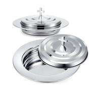 Knoruley Plateau de la Sainte Communion avec Couvercle, Plateau à Pain, Assiettes pour Églises, Fournitures D'Église Polies, Ensembles de Vaisselle pour Églises
