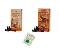 KNOX Lot de 2 cônes d'encens au chocolat et au café - Parfums : café latte, chocolat - Quantité : 48 avec 3 cônes d'encens inclus sous forme d'échantillons du parfum brise marine - Fabriqué en