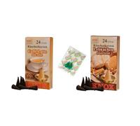 KNOX Lot de 2 cônes d'encens Café de Noël - Parfums : Caffe Latte, pain d'épices - Quantité : 48 avec 3 cônes d'encens comme échantillons du parfum brise marine - Fabriqué en Allemagne