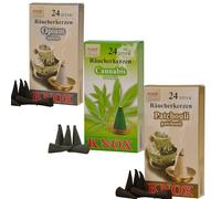 KNOX Lot de 3 bougies d'encens « exotiques » - Parfums : opium + cannabis + patchouli - Taille : M - 72 pièces - Fabriqué en Allemagne