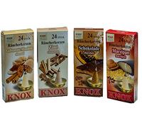 KNOX Lot de 4 bougies d'encens - Mélange de boulangerie - Parfums : massepain, amande brûlée, cannelle, chocolat - Quantité : 96 - Fabriqué en Allemagne