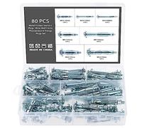 Knpwer 80 Pcs Pince Cheville Molly Moly Placo a Metalique, Expansion pour Placoplâtre Gypsum Gips, Cheville Parapluie Métallique,Excellent kit d'ancrage Mural Creux