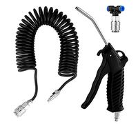 Knpwer Pistolet de Soufflage d'air 5m,Air Comprimé Tuyau Spirale,Tuyau Flexible Camion pour Nettoyage Poussière Prise