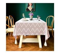 KnSam Nappe, 135x220CM, Jacquard Vagues Rouge, Polyester, Nappe Anti-Taches