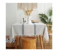 KnSam Nappe, 140x260CM, Double Rayures Bleu Clair, Polyester, Nappe Anti-Taches