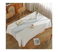 KnSam Nappe Carrée, 140x140CM, Rayée Gaufre Bleu Blanc, Waffle, Nappe Anti-Taches