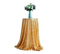 KnSam Nappe Ronde, 335CM, Paillettes Doré, Polyester, Nappe Anti-Taches
