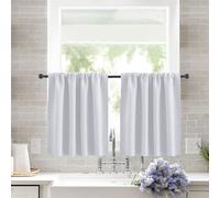 KnSam Petit Rideau Cuisine Occultant Uni à Passe Tringle, 85x40cm, Lot de 2 Rideaux Blanc Fenetre Placard Moderne