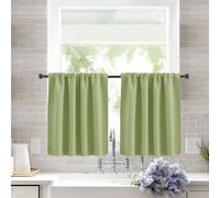 KnSam Rideau Court Chambre Occultant Uni à Passe Tringle, 90x45cm, Lot de 2 Rideaux Vert Chambre Porte Moderne