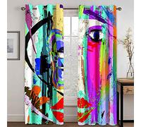 KnSam Rideau Occultant Thermiques pour Chambre Salon, 107x274CM x 2PCS, Rideau Imprimé Femme Abstraite Graffiti Multicolore