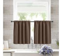 KnSam Rideaux Courts Cuisine Occultants Uni à Passe Tringle, 90x45cm, Lot de 2 Rideaux Brun Meuble Fenetre Moderne